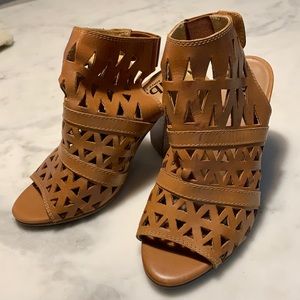 Open toe leather bootie by Diba